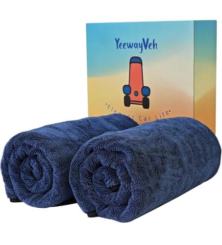 YeewayVeh 2-Pack Long-Reach Pro Car Drying Towels, 48"x32" Extra Large Super Absorbent Towels, High GSM Twisted Loop, Streak-Free Single-Sided Microfiber for Car Detailing, SUV, Truck (Dark Blue) - Image 1