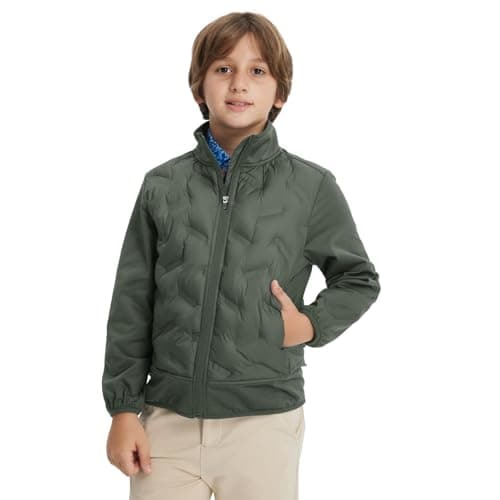 M MAELREG Boys Puffer Jacket Performance Water-resistant Elasticated Neckline Texture Warm Winter Jacket for Boys - Image 1