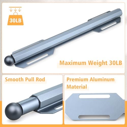 Valet Rod For Closet Pull Out, Heavy Duty Adjustable Valet Rod For Closet, Laundry Room, Bedroom, Bathroom (Gunmetal Gray) - Thumbnail 3