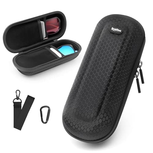 Krypthos Large Double Travel Sunglasses Organizer Case, Portable Safety Work Goggle Storage Bag for Men Women, Hard Shell Smart Eye Glass Sport Sunglass Holder Case with Carabiner for Car & Outside - Image 1