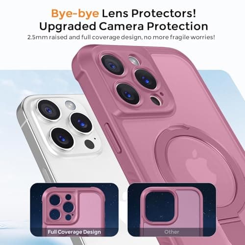 MOCCA Design for iPhone 15 Pro Case with Magnetic Invisible Stand [Full Camera Protection] [Compatible with Magsafe] Military Drop Shockproof Translucent Matte Phone Case Cover 6.1",Lavender Purple - Thumbnail 3