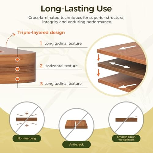 Bamboo Cutting Board for Kitchen, 3-Piece Set with Juice Grooves, Side Handles & Non-Slip Mats – Durable Bamboo Chopping Board for Meat, Vegetables and Fruits - Thumbnail 4