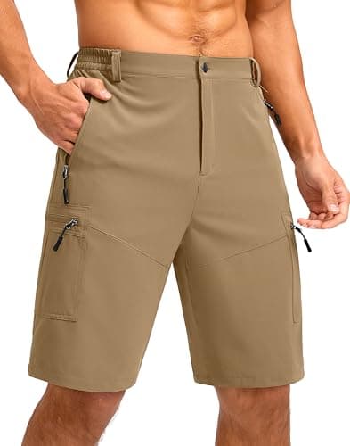 Pudolla Men's Hiking Shorts 11" Lightweight Cargo Work Shorts for Men Summer Travel Golf Casual Outdoor with 5 Pockets(Dark Khaki X-Large) - Image 1