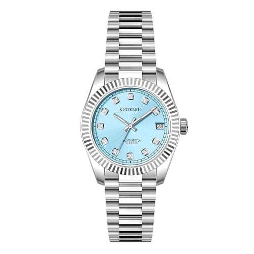 KNISKRED Classic Watch for Women with Crystal Accented and Solid Stainless Steel Band Ladies Dress Watch Water Resistant (Silver Blue) - Image 1