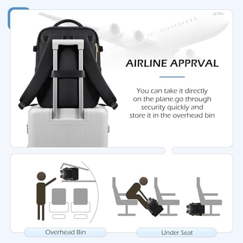 MDODO Travel Backpack for Women Men - Large Carry On Luggage Laptop Backpack Lightweight Daypack Waterproof Causal Bookbag Computer Backpack for College,Travel,Work,Fits 15.6Inch, 36L, Black - Thumbnail 6