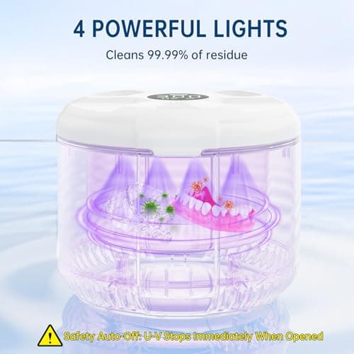 45kHz Ultrasonic Retainer Cleaner Machine, 200ML Dental Deep Cleaning Pod for Dentures, Aligners, Invisalign, Mouth Guards, Night Guards, Jewelry, Toothbrush, 5/10/15 Mins Timer - Thumbnail 4