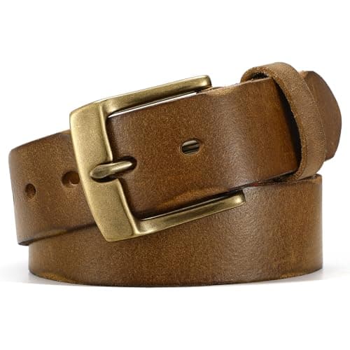 OZNDAS Mens Belts Leather, Thicken Full Grain Leather Belt Heavy Duty for Work, Real Handmade Italian Cowhide with Gift Box - Image 1