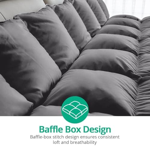 Topllen Down Feather Comforter Queen Size, All Season Duvet Insert, 100% Cotton Shell, Soft and Breathable Bedding with 8 Corner Tabs (90 x 90, Grey) - Thumbnail 4