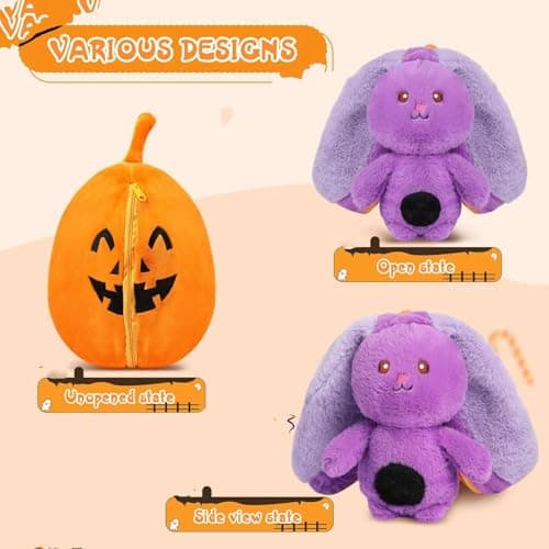 MIAODAM Bunny Stuffed Animal Plush,Reversible Pumpkin Bunny Plushies Pillow, Cute Rabbit Plush Toy Gift for Baby Toddler Girls Boys (11inch) - Thumbnail 3