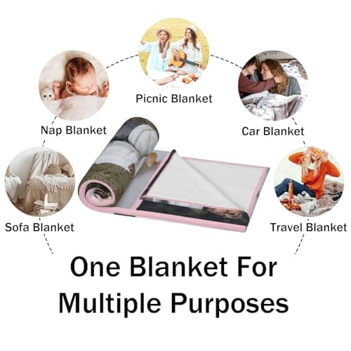 giftoria Personalized Picture Blanket - Custom Throw for Girlfriend, Cozy Photo Blanket for Couples, Unique Birthday Gift Ideas | Shipping from The US (Custom Blanket-ST-03) - Thumbnail 5