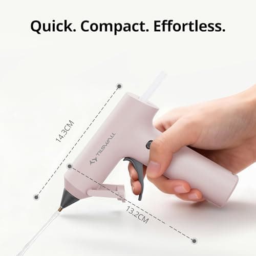 Tilswall Cordless Hot Glue Gun, Fast Preheating with 2000mAh Built-in Battery Hot Melt Glue Gun, 20 Premium Glue Sticks, Mini Glue Gun Ideal for Crafts, DIY Gift, Repairs Pink - Thumbnail 2