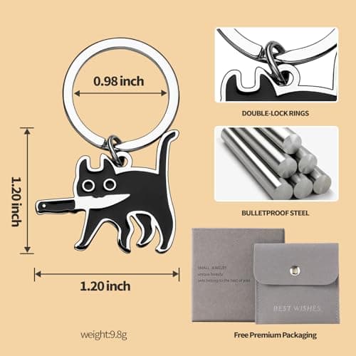 Yeedim Valentine'S Day Gifts - Cat Keychain For Teen Boys Teen Girls Women And Men - Black Cat Cool Stuff Accessories Funny Decor And Gag Gifts For Catty Lovers - Thumbnail 2