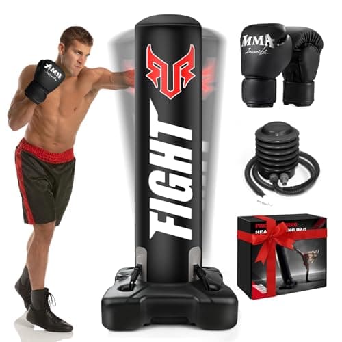 Standing Punching Bag for Adults, Upgrated Base Heavy Bag with Stand Boxing Training Equipment with MMA Gloves and Pump, 0.7mm Thickening Material Kicking Bag for Home Gym Workout Muay Thai Fitness