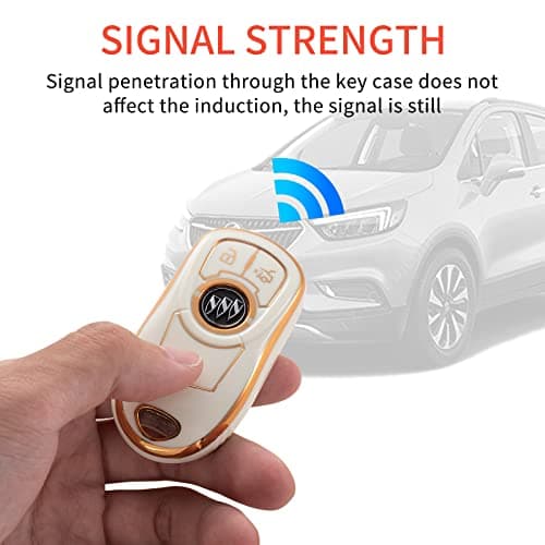 RUABIBAN Key Fob Cover Compatible with Buick, Soft TPU Key Case Protection Shell Fit for Buick Encore Enclave Envision - Thumbnail 3