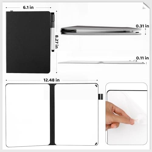 A5 Portable White Board Dry Erase, 8.4 x 6 inch Double Sided Folding Whiteboards with 2 Pens, Small Dry Erase Board Notebook for Study, Doodling, Meeting, Planning - Thumbnail 2