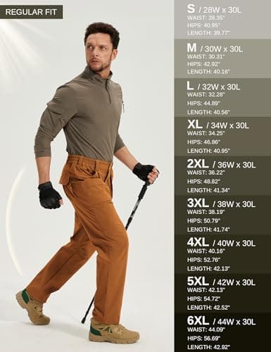 MOURCE Cargo Pants for Men Lightweight Waterproof - Ripstop Quick Dry Work Pants Men with Pockets, Brown 32L - Thumbnail 6