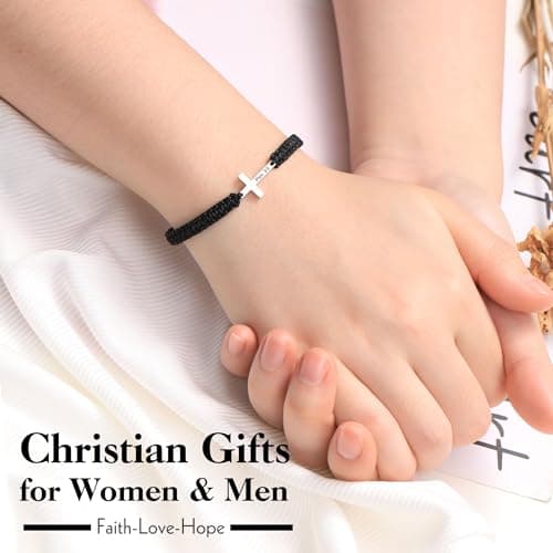 Sistble Easter Basket Stuffers Easter Gifts for Women Teens Confirmation Gifts for Teen Cross Bracelet Christian Gifts for Women Catholic Inspirational Bracelets Jesus Religious Baptism Gift for Teen - Thumbnail 3
