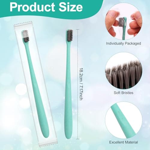 ACSKD 200PCS Disposable Toothbrushes Bulk,Individually Wrapped Travel Toothbrushes for Hotel Camping Travel, Guests & Homeless - Thumbnail 2
