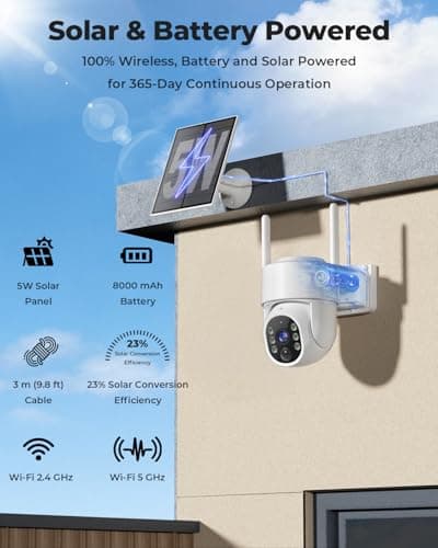 Noaheye Solar Security Cameras Wireless Outdoor, 5G&2.4GHz Cameras for Home Security, 2K Solar Outdoor Camera, Color Night Vision, AI Human Detection, 2-Way Talk, Siren Alarms (2-Pack) - Thumbnail 5