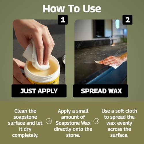 The Original Soapstone Wax | Food-Safe Natural Wax for Soapstone Countertops – Enhances & Darkens Stone, Long-Lasting Protection (12oz) - Thumbnail 5