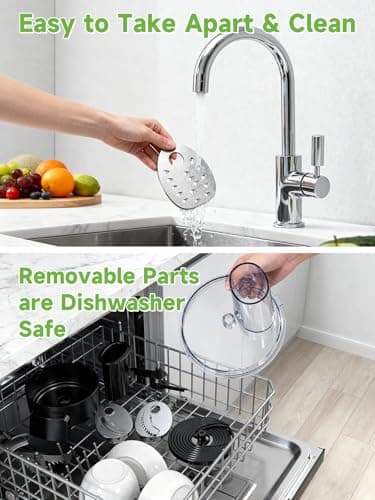 Electric Cheese Grater with Salad Shooter, 3 in 1 Food Chopper & Electric Vegetable Slicer. 200W Motor, 3 Blades, Comes with Safety Push Bar, Dishwasher Safe for Home Kitchen (Black) - Thumbnail 6