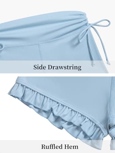 AMAWMW Girls Athletic High Waisted Ruffle Shorts Yoga Dance Cheer Shorts Teen Gymnastics Workout Shorts Blue 15-16Y - Thumbnail 6