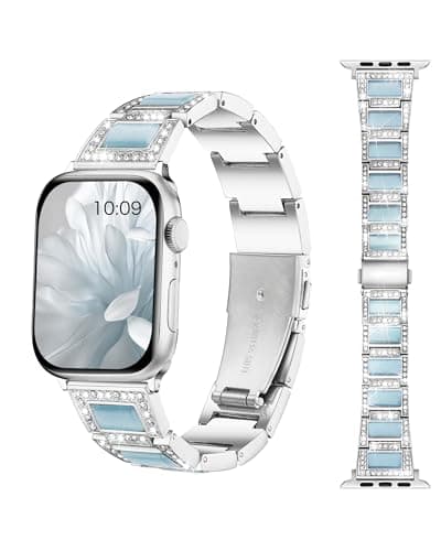 Dressy Silver iWatch Bands for Women - Compatible with Apple Watch Series 10-1/SE/Ultra, Fits 38mm 40mm 41mm 42mm 44mm 46mm - Luxury Designer Bracelet, Bling Jewelry Strap - Image 1