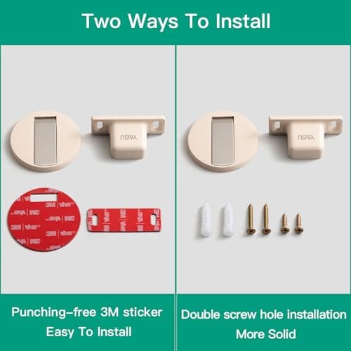 YAGU 1 Pack Invisible Magnetic Door Stopper, Zinc Alloy Door Catch with Dual Adhesive and Conceal Screw Mount No Drilling, Floor Mount Magnetic Door Holder for Bottom of Door (Beige) - Thumbnail 5