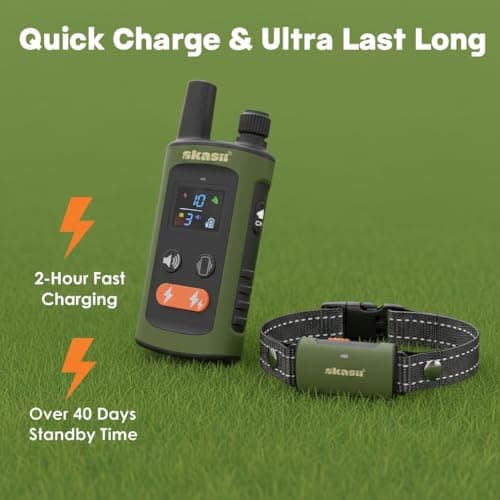 Skasii Dog Training Collar with Remote - 4500FT, IPX8, 0-150 Lbs, Dog Shock Collar with 4 Training Modes, Security Lock, Rechargeable e-Collar, Outside Use, for Small Medium Large Dogs, Green - Thumbnail 6