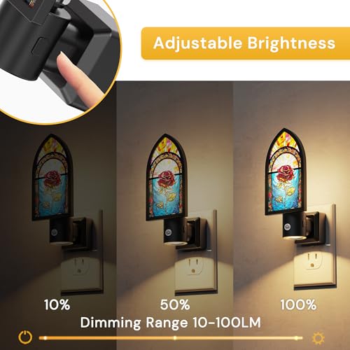 L LOHAS LED Night Lights Plug into Wall, Night Light with Light Sensor, 3000K Soft White, 0-100LM Brightness Adjustable, Acrylic Rose Nightlight for Bathroom Bedroom Hallway - Thumbnail 3