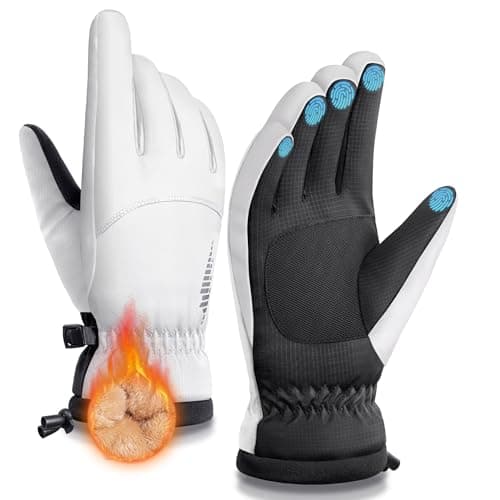 SIMARI Winter Waterproof Warm Gloves Women Men with Touchscreen Fingers, Ski Snow Windproof for Cold Weather Thermal, for Running Hiking Driving Cycling Outdoor Sports Daily Work (White S) - Image 1
