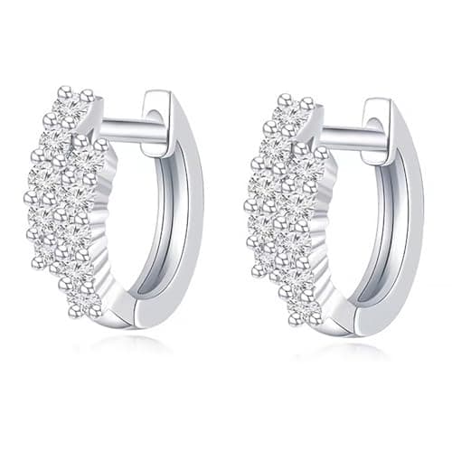 GIRIOIZ high carbon diamond Stud Earrings for Women,Hypoallergenic S925 Sterling Silver Studs D Color Clarity Round Cut Lab Created Diamond Earrings (White5) - Image 1