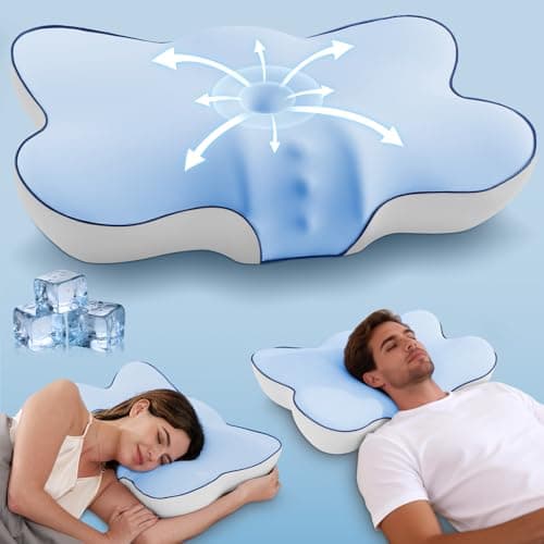 Cervical Pillow for Neck and Shoulder, Ergonomic Side Sleeper Pillow for Pain Relief, Cooling Memory Foam Pillows for Sleeping, Contour Pillow Orthopedic Bed Pillow for Back Stomach Sleepers (Blue) - Image 1