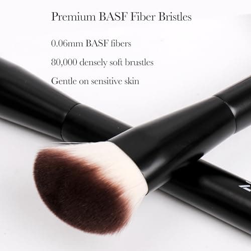 Professional Foundation Brush for Liquid Makeup - 0.06mm Ultra-Fine Bristles | Contour brush Liquid Cream Blending Angled Shape | No Shedding & Easy Clean | Kabuki Makeup Brushes - Thumbnail 5