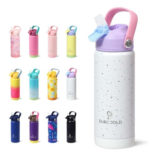 DLOCCOLD Kids Insulated Water Bottle with Leak Proof Straw Lid, Double Wall Vacuum Stainless Steel Water Bottle with Silicone Boot, Reusable Tumbler for Travel, Boys, Girls - Image 1