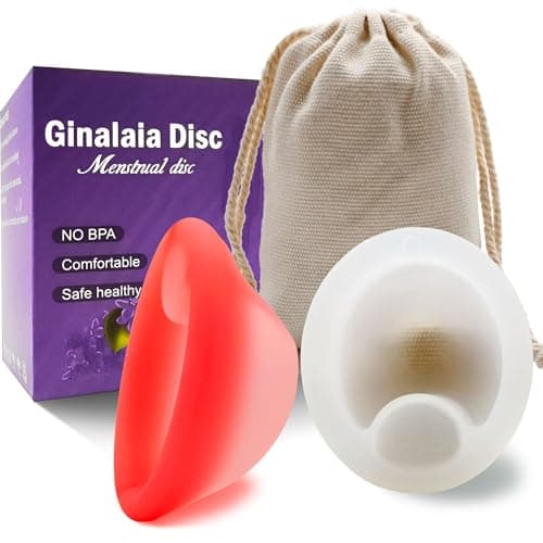 Ginalaia Menstrual Disc, Reusable Medical-Grade Silicone Soft, Flexible, Reusable Period disc for Women - Wear 12 Hours - Removal Notch (Pink+White, M+S)