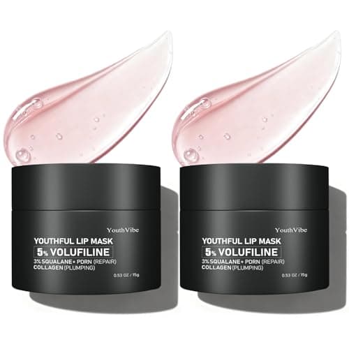YouthVibe Lip Mask Overnight Moisturizing - Nourish & Hydrate, Antioxidants, 5% Volufiline, Vitamin E, Shea Butter, PDRN & Collagen Sleeping Lip Treatment for Dry, Chapped Lips, Pack of 2 - Image 1