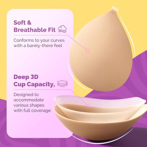 VogaChic Invisible Sticky Bra Push Up, Reusable Adhesive Bra for Backless Dress, Seamless Silicone Nipple Covers for Women's Exotic Bustiers & Corsets (B Cup, Beige, 2PCS) - Thumbnail 3
