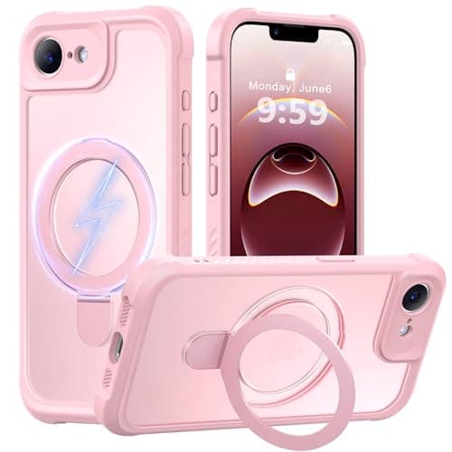 MOCCA for iPhone 17e Case & iPhone 16e Case with Magnetic Invisible Stand [Full Camera Protection][Compatible with Magsafe] Military Drop Shockproof Translucent Matte Phone Case Cover 6.1",Pink - Image 1