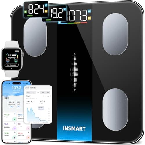 Smart Scale for Body Weight, INSMART Bluetooth Digital Bathroom Scale with BMI, Body Fat, Muscle Mass, High Accurate Large Display 16 Body Composition Weighing Machine Sync with App, 400 lbs (Black) - Image 1
