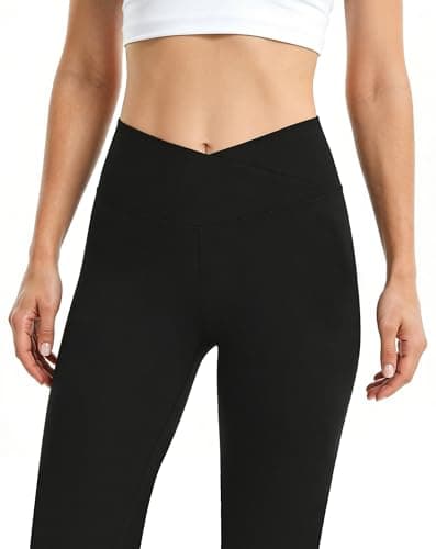 SEAJOJO Yoga Capri Pants for Women Activewear Crossover High Waisted Athletic Leggings Workout Running - Thumbnail 3