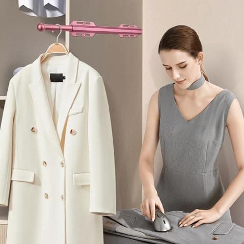 Valet Rod For Closet Pull Out, Heavy Duty Adjustable Valet Rod For Closet, Laundry Room, Bedroom, Bathroom(Cherry Blossom Pink) - Thumbnail 6