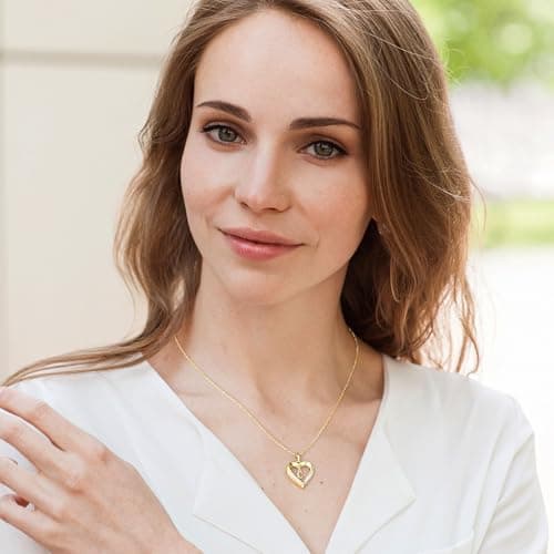 Turandoss Heart Initial Necklaces for Women, Dainty 14K Gold Plated Letter F Heart Pendant Necklace Non Tarnish Waterproof Trendy, Jewelry Birthday Gifts for Mom Wife Teen Girls - Thumbnail 2