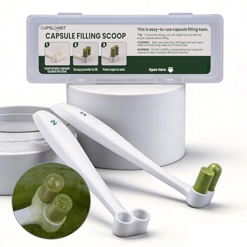 CAPSLogist Capsule Filling Spoon – Empty Pill Filler Tools Size 2 for Quickly Maker Empty Gel Capsules, Empty Scoops Tool
