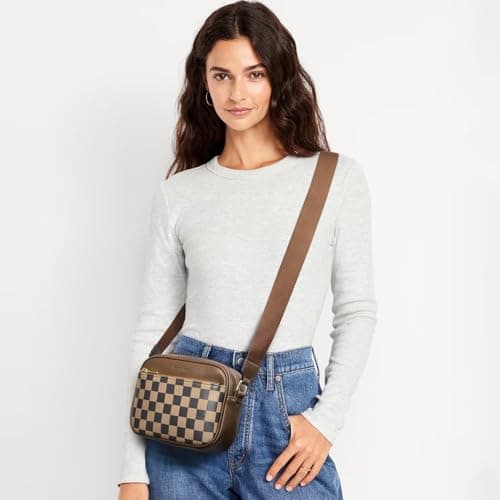 BOSTANTEN Quilted Crossbody Bags for Women Vegan Leather Purses Small Shoulder Handbags with Wide Strap Checkered Coffee - Thumbnail 2