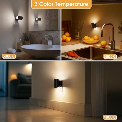 Briignite Night Lights Plug into Wall, 3CCT Modern LED Night Light Plug in, Dusk to Dawn Sensor, 3000KĀ0Kŀ0K Change Nightlight,Dimmable NightLight for Hallway, Bedroom, Stairway, 2 Pack - Thumbnail 4