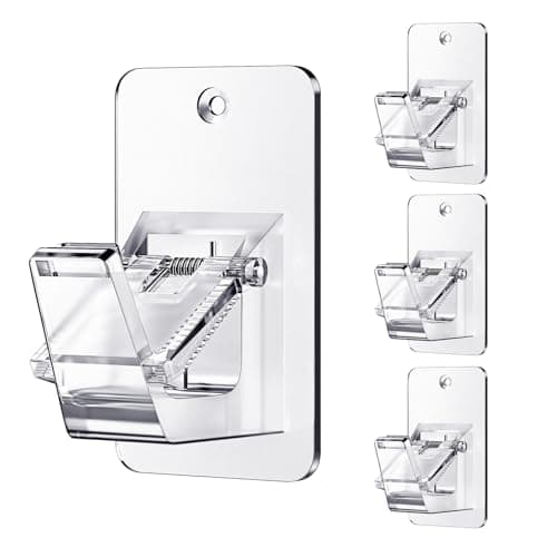 Adhesive No Drill Curtain Rod Brackets - Heavy Duty 30LB Holders for Bathroom Bedroom Kitchen, Universal Damage-Free Window Rod Hooks with Nail-Free Installation (4PC Transparent) - Image 1