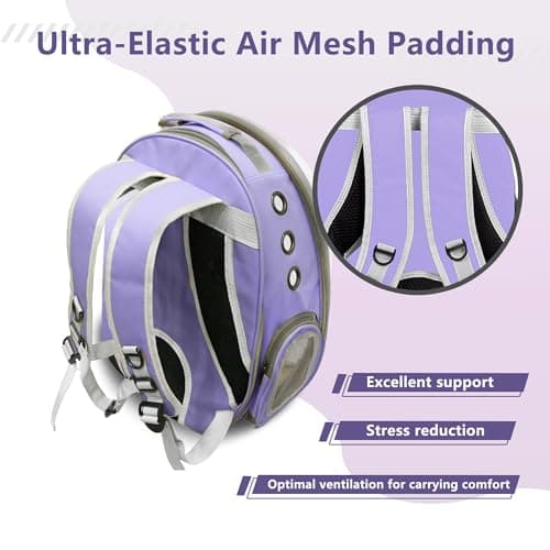 Pet Carrier Backpack Expandable for Cats and Small Dogs, Breathable Anti-Collapse Design, Airline Approved Travel Backpack for Hiking and Outdoor Use (Back Expandable-Purple) - Thumbnail 6