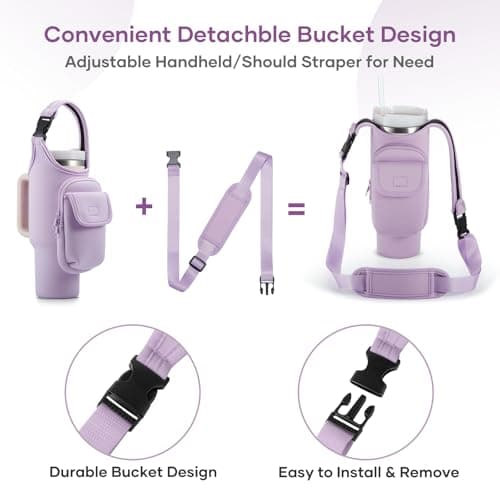 Bufilea Carrier Bag with Phone Holder Pockets for Stanley 40/30oz Tumbler with Handle, Insulated Neoprene Crossbody Bag Cup Holder w/Shoulder & Handheld Straps Fits Stanley Cup Accessories - Thumbnail 3
