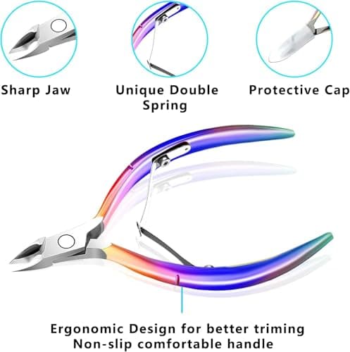 Cuticle Trimmer with Cuticle Pusher, Cuticle Remover Cuticle Scissors Manicure Tools, Professional Stainless Steel Cuticle Cutter, Dead Skin Remover Nail Tools for Fingernails and Toenails - Thumbnail 2